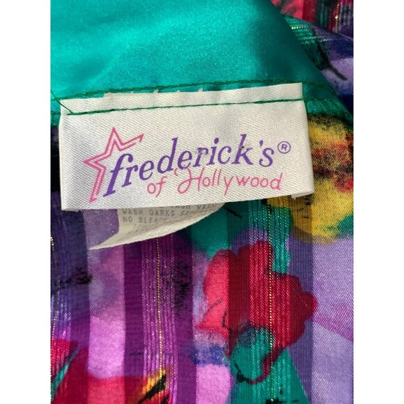 VTG Y2K Fredericks Of Hollywood Sheer Floral Peignoir Robe Satin Trim Petite S - Picture 3 of 5